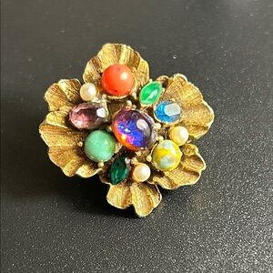 Elegant Multicolor Faux Gemstone Brooch